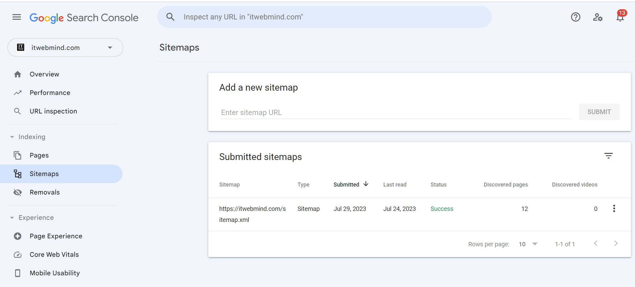 adding sitemaps to google search console