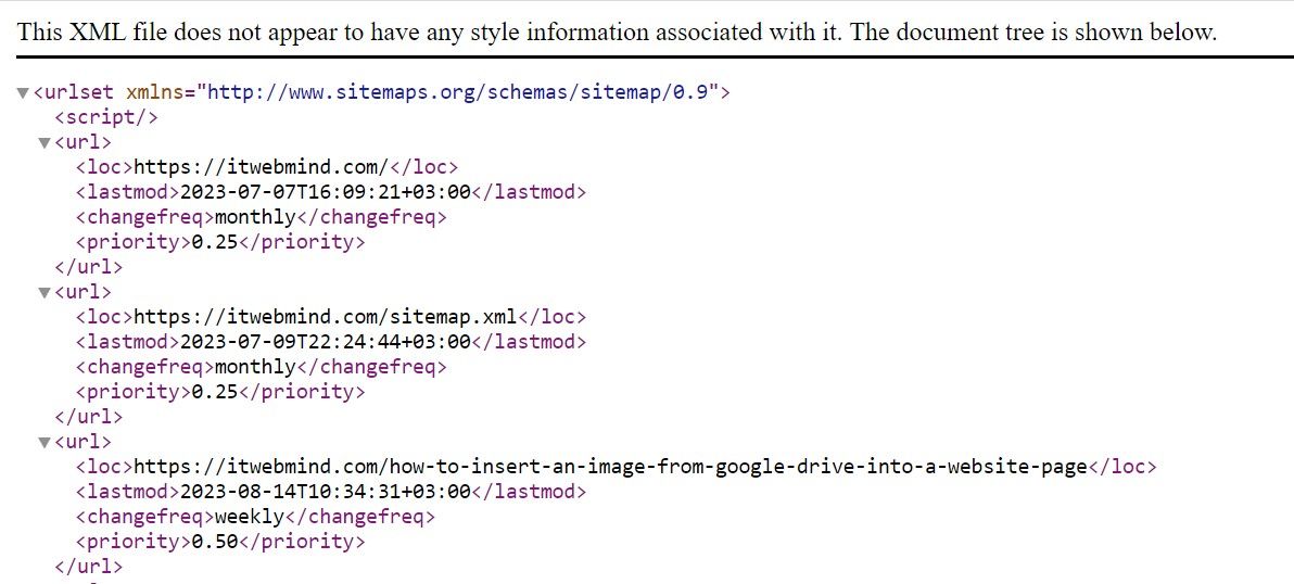 XML Sitemap example