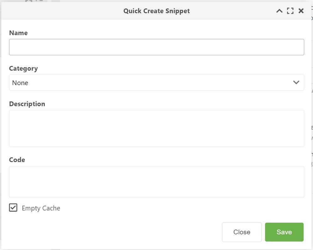 popup form create snippet in modx revolution